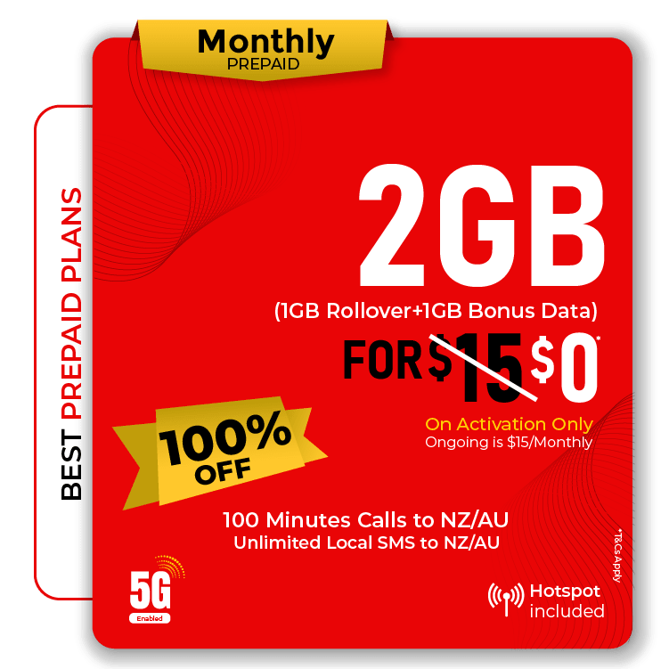 Telsim prepaid SIM 1GB 5G NZ AU calls SMS with 100% for first month