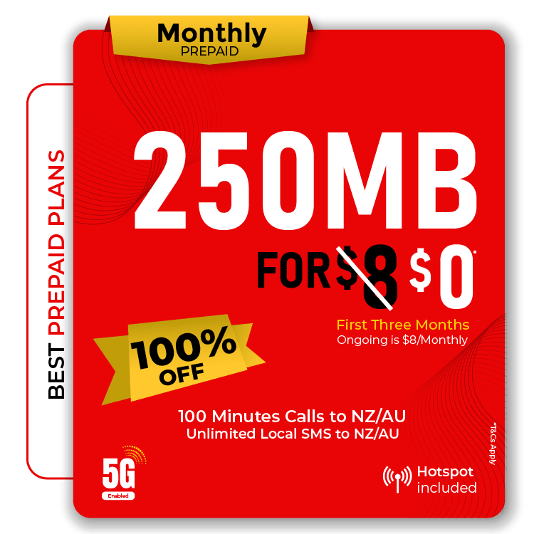 Telsim prepaid SIM 250MB 100 NZ AU minutes unlimited texts with 100% off 3 months