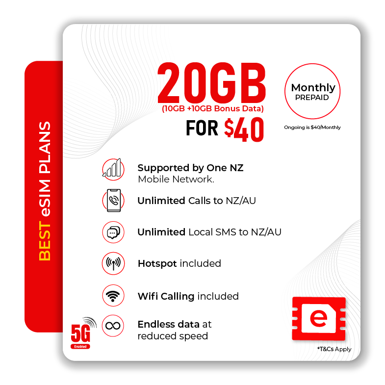 10GB Monthly Prepaid eSIM Plan NZ & AU | TELSIM Endless Data TELSIM 10GB Monthly Prepaid eSIM card with endless data, 5G connectivity, unlimited AU NZ calls and hotspot features.