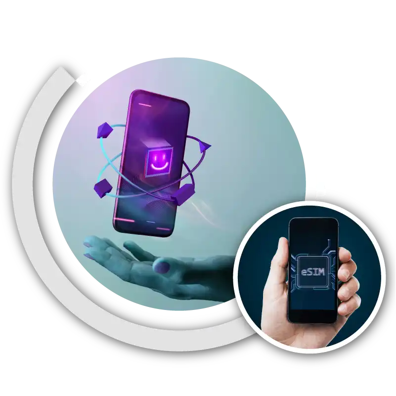 A digital illustration of a smartphone with an eSIM activation concept, promoting Telsim New Zealand's affordable prepaid eSIM plans.